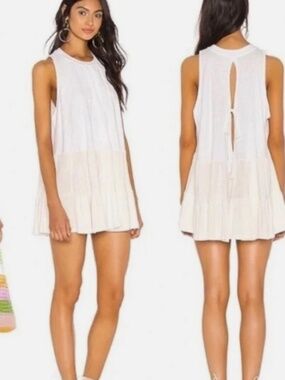 Free People- Right on time White Sleeveless Top/dress/tunic with tie back